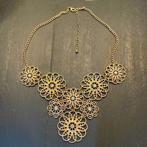 Gold and rhinestone statement necklace